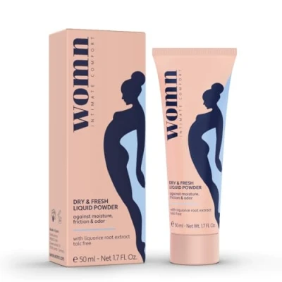 Imagen de womn Intimate Comfort DRY &amp; FRESH LIQUID POWDER Polvo líquido sin talco contra la humedad, las rozaduras y el olor, 50 ml