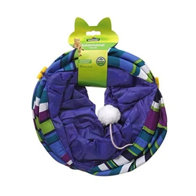 Imagen de Dehner Túnel para Gatos Color XL, diámetro 25 cm, Longitud 90 poliéster, Azul
