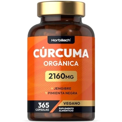 Imagen de Curcuma con Jengibre y Pimienta Negra 2160 mg 365 Cápsulas Orgánica Turmeric Curcumin Máxima Potencia by Horbaach
