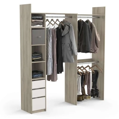 Imagen de Demeyere Kit Dressing Extensible D’Angle Ouvert &amp; Modulable 3 Tiroirs Barres De Penderie