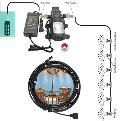 Imagen de Kit de Sistema Enfriamiento por Nebulización con Bomba, Nebulizacion para Exteriores Terrazas Jardín Patio, Kits Riego Goteo Césped, Flor, Invernadero (Size : 9m/29.5ft)