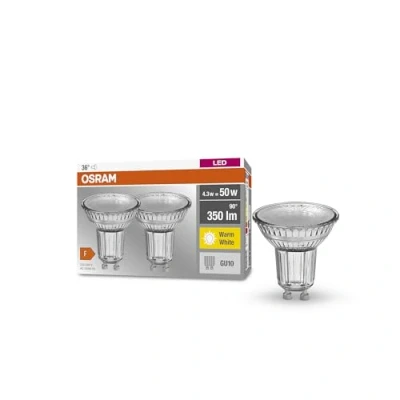 Imagen de OSRAM Lámpara del reflector LED de par16, 4.3W, blanco cálido, no dimmable, GU10, 2 paquete