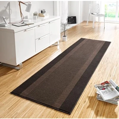 Imagen de Hanse Home Plant Banda 80 x 300 cm Alfombra Suave Pelo Corto, diseño Moderno Pasillo, Dormitorio, habitación de los niños, baño, salón, Cocina, Corredor decoración marrón, Polipropileno