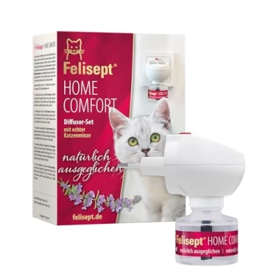 Imagen de Felisept Home Comfort Set de Difusor Y Repuesto 45ml Con Hierba Gatera Natural sin Feromonas Para Gatos Reduce El Comportamiento Indeseable La Inquietud En Casa Relajación Los