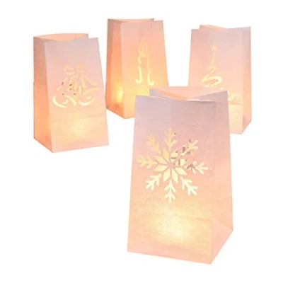 Imagen de Lote de 8 velas Navidad MQ Pack, con ligeras bolsas portavelas papel lichtertüte para decoración