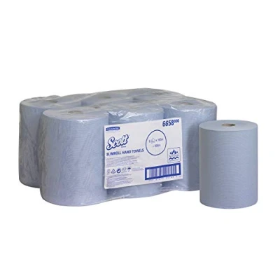 Imagen de Scott Slimroll Toallas Secamanos de Papel 6658, 1 Capa, Suave y Resistente, 6 Rollos x 165 metros Azul (990 m total)