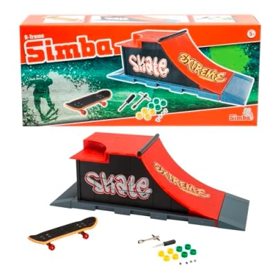 Imagen de Finger Skateboard Rampa Extreme, 27 x 10 9 cm, 8 Ruedas de Repuesto, 2 Herramientas, Tornillo y Tuerca, a Partir 5 años