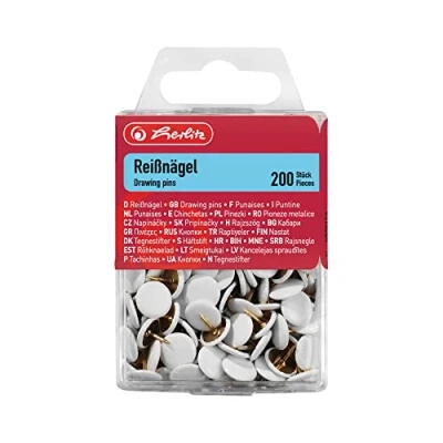 Imagen de Herlitz 8770158 Pack de 200 chinchetas, color blanco