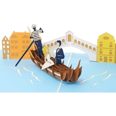 Imagen de Favour Pop Up ® Tarjeta de boda 3D. Una delicada obra arte que se desarrolla cuando los novios la abren en Venecia. TW042