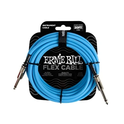 Imagen de Ernie Ball Flex Cable para instrumentos, recto/recto, 6.1m Azul
