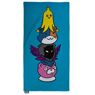 Imagen de Fortnite Toalla oficial Peely, Meowscles, Raven and Cuddle Team Leader Design Super suave 100% algodón, perfecta para el hogar, la playa y piscina, 140 x 70 cm,