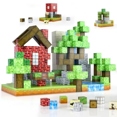 Imagen de Welmay Bloques Magneticos Construccion Niños 101 Piezas, 3D Juguetes de Construcciones Magneticas para y Niñas 4+ Años, Stem Cubos Magneticos, Educativo Magnetic Building Blocks