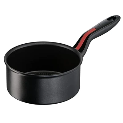 Imagen de Lagostina Línea Roja Cacerola Fonda Mango Largo, Aluminio, Negro, Ø 16 cm, Olla de inducción, gas y horno hasta 175 C, borde a verter, manicura silicona antideslizante