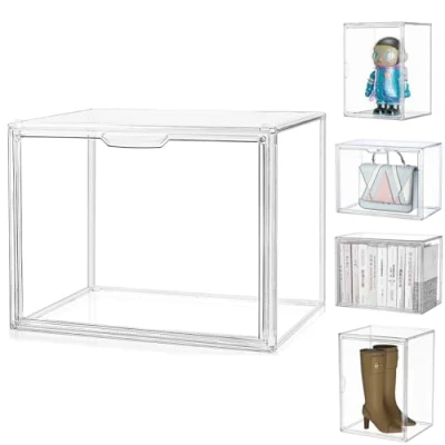 Imagen de Vitrinas para Colecciones Vitrina Cristal Expositora Metacrilato, Caja de Exhibición Acrílico Transparente, Muñecas con Puerta Figuras Coleccionables (45x33x33cm)