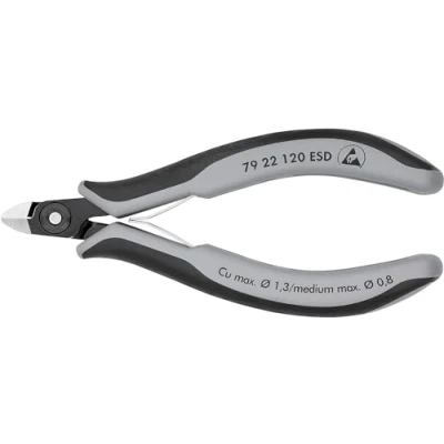 Imagen de Knipex Alicates de precisión corte diagonal para electrónica ESD bruñido, con fundas multicomponentes 120 mm 79 22