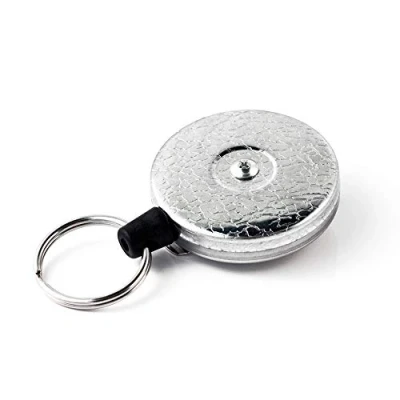 Imagen de Carrete de llaves retráctil con muelle acero inoxidable KEY BAK, Kevlar o cadena Tether, fabricado en Estados Unidos, desde 1948, color cromado 36&quot; (13 oz. Retraction)