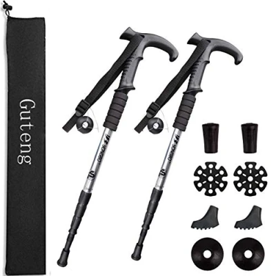 Imagen de Bastones de Trekking 2pcs, Senderismo Telescópicos 65 130cm, Ultraligeros Aleación Aluminio con Sistema Anti Choque para Marcha Nordica, Caminar, Viajar
