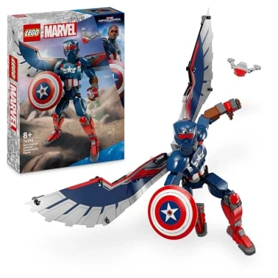 Imagen de LEGO Marvel Figura para Construir: Nuevo Capitán América de Acción, Juguete Superhéroes, Regalo Vengadores Niños y Niñas 8 Años o Más, Juego Acción 76296