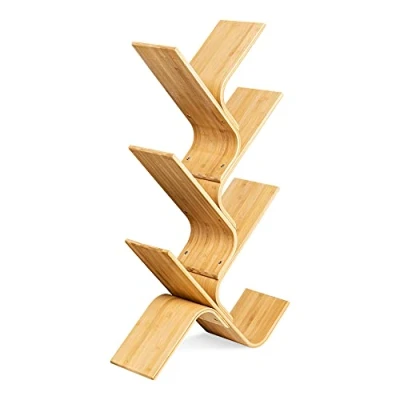 Imagen de Navaris Librería en forma de árbol Estantería bambú con 6x estante para libros CD DVD vertical salón 108 x 59 20 CM