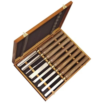Imagen de Faithfull HSS Turning Chisel Set of 8 in Wooden Presentation Box Suitable for Hard and Soft Woods