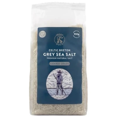 Imagen de Veggy Duck Sal Gris Celta Bretona 900g (Sal Gruesa) Sin Refinar Natural OMG Vegana Genial para Cocinar