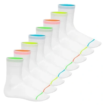 Imagen de Footstar Calcetines de algodón para hombre y mujer (8 pares), diseño neón, Blanco, 43 46