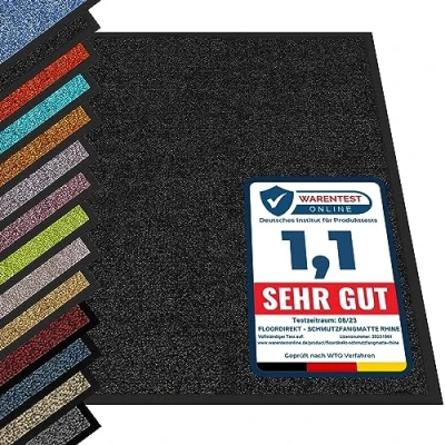 Imagen de ETM Felpudo de, Probado contra sustancias nocivas, de Entrada en el Comercio y hogar, con Efecto Limpieza Superior, Lavable Antideslizante (60 x 90 cm, Negro)