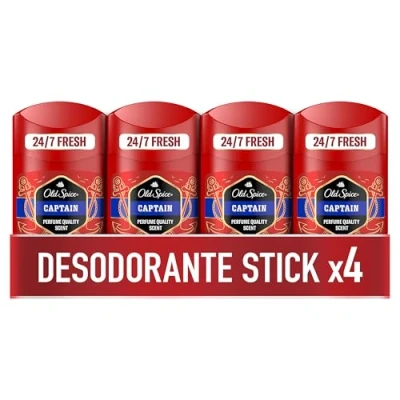 Imagen de Old Spice PACK X4 Captain Desodorante en Barra para Hombres, 50 ml