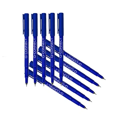 Imagen de Q Connect Rotulador de punta fina 0,4 mm, 10 unidades, color azul