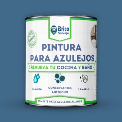 Imagen de BRICOSALVAJE Pintura para Azulejos Cocina y Baño al Agua SATINADO Sin Imprimación Lavable Gran dureza (Marino, 750 ML)