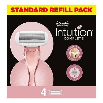 Imagen de Wilkinson Sword Intuition Complete 4 Recambios de Cuchillas Depilatorias 5 Hojas con Diseño Slim para Todas las Zonas