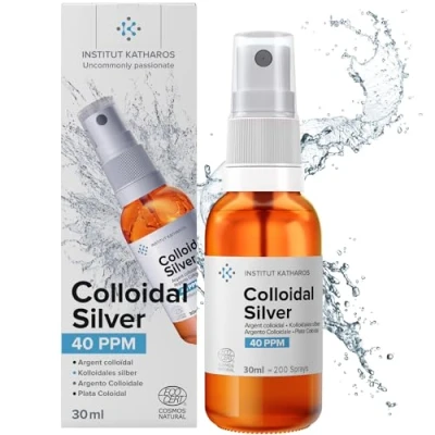 Imagen de Plata Coloidal Pura ● 40 ppm Óptima Concentración, Partículas más Pequeñas, Mejores Resultados Certificada por Laboratorio Incluye Ebook Institut Katharos (30mL)