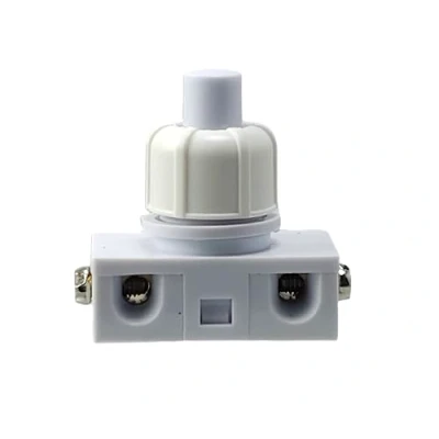 Imagen de MWMS Interruptor de presión empotrable con contactos roscados, Conmutador para lámparas y dispositivos, 250 V, 2 A, color blanco