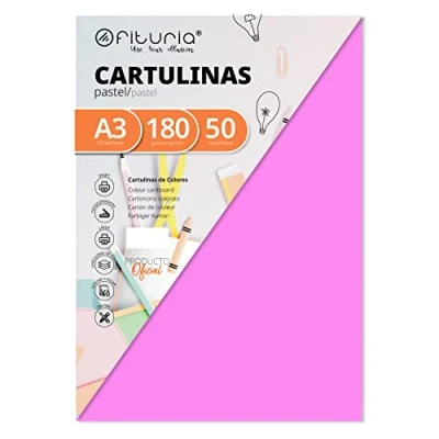 Imagen de Pack 50 Cartulinas Color Rosa Tamaño A3 180g