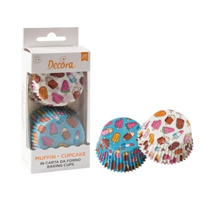 Imagen de Decora, 0339899 Paquete de 36 moldes helado 50 x 32 mm, para hornear, presentar y regalar magdalenas dulces, resistentes hasta 180 C, en cómodo blíster, fabricado Italia