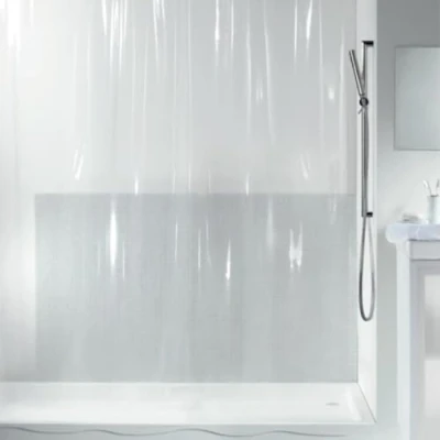Imagen de Spirella 180 x 200, colección, Cortina de Ducha Textil, 100% Polyester, Transparente, PVC