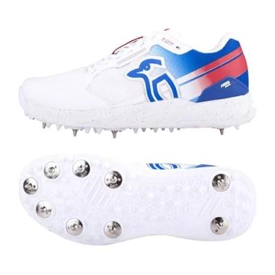 Imagen de Kookaburra KC 1.0 Spike Cricket Shoe, Zapatillas para críquet Unisex Adulto, Blanco, Azul y Rojo, 11 UK