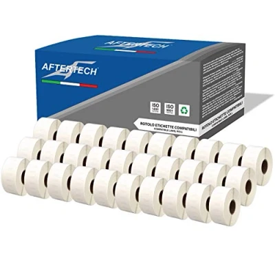 Imagen de Aftertech 30x 11355 19x51mm Rollos de etiquetas adhesivas compatibles (500 etiquetas/rollo = 15000 totales) para Dymo LabelWriter Seiko SLP etiquetadoras impresoras S0722550 30x11355