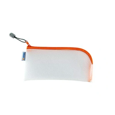Imagen de HERMA 20006 Bolso de cosméticos con cremallera, transparente (23 x 11 cm) neceser pequeño para teléfono móvil, cable carga, líquidos, bolígrafos, llaves, estuche viaje cremallera en naranja