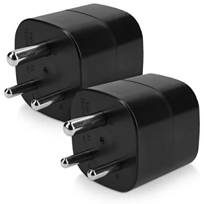 Imagen de kwmobile 2X Adaptador de Viaje para India Tipo D Adaptadores Enchufe schuko Conector Nepal Sri Lanka Emiratos Árabes Unidos Eau Negro
