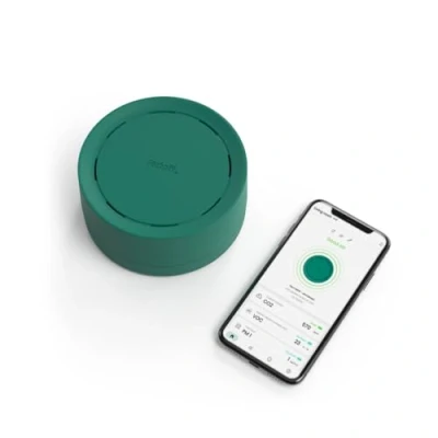 Imagen de Radoff Now Medidor Calidad Aire Detector Air Quality, Co2, COV, PM Compatible con Alexa, Accesorios para Casa Inteligente de Humedad Presión Atmosférica y Sensor Temperatura Wifi