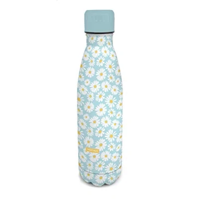 Imagen de Nerthus FIH 601 Termo Doble Pared para frios y Calientes Diseño Margaritas de Acero Inoxidable 500 ml Libre BPA, Tapon Hermético, 18/8