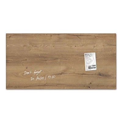Imagen de SIGEL GL258 Pizarra magnética de cristal, 91 x 46 cm, madera natural, marrón claro Artverum