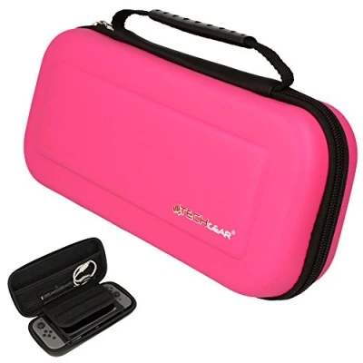 Imagen de TECHGEAR Carcasa Compatible Con Nintendo Switch Funda Dura protectora de Viaje y Llevar para + Joy reguladores Tarjetas juego Accesorios [Rosa]