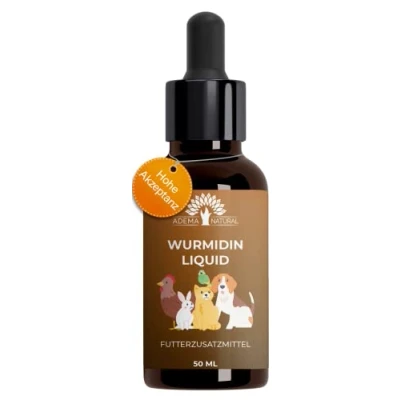 Imagen de ADEMA NATURAL® WURMIDIN Líquido Remedio para gusanos Gotas/líquido animales perros, gatos, conejos, ovejas, aves de corral y alternativa el tratamiento 50 ml