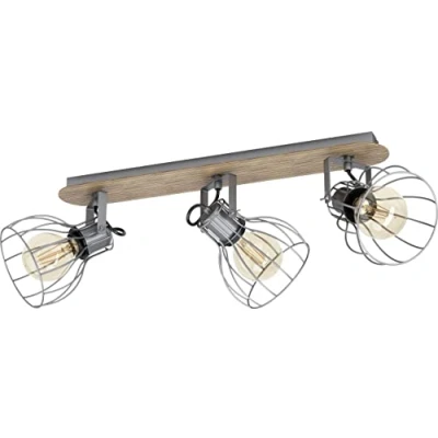 Imagen de EGLO Plafón Sambatello, 3 luces, marrón/plata