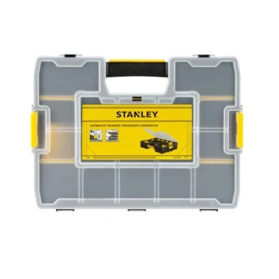 Imagen de STANLEY Organizador Sortmaster con 17 compartimentos, 8 separadores móviles, tapa antimovimiento, clips laterales para apilar, herramientas y piezas pequeñas, 43x9x33 cm, 1 94 745