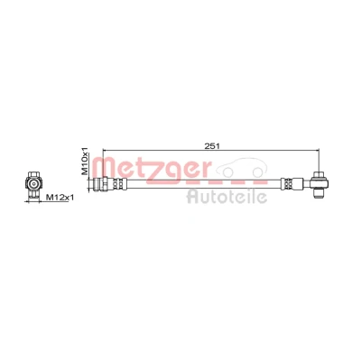 Imagen de METZGER 4111830 Latiguillos de Freno Eje trasero izquierda, trasero, derecha 251 VOLKSWAGEN: Golf 7, SEAT: Leon III Hatchback, SC