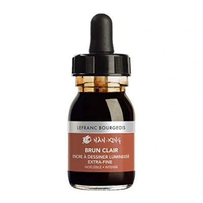 Imagen de Lefranc Bourgeois 301281 Nan King Tinta para dibujo o escritura a mano, 30 ml, con pipeta, color marrón claro