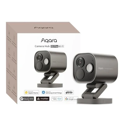 Imagen de Aqara 4MP Cámara Hub G5 Pro WiFi, HomeKit Secure Video, Enrutador de Borde Thread, Camara Vigilancia 2,4/5 GHz WiFi Exterior,Visión Nocturna Color, Thread/Zigbee, Compatible Alexa, Google Home, Gris